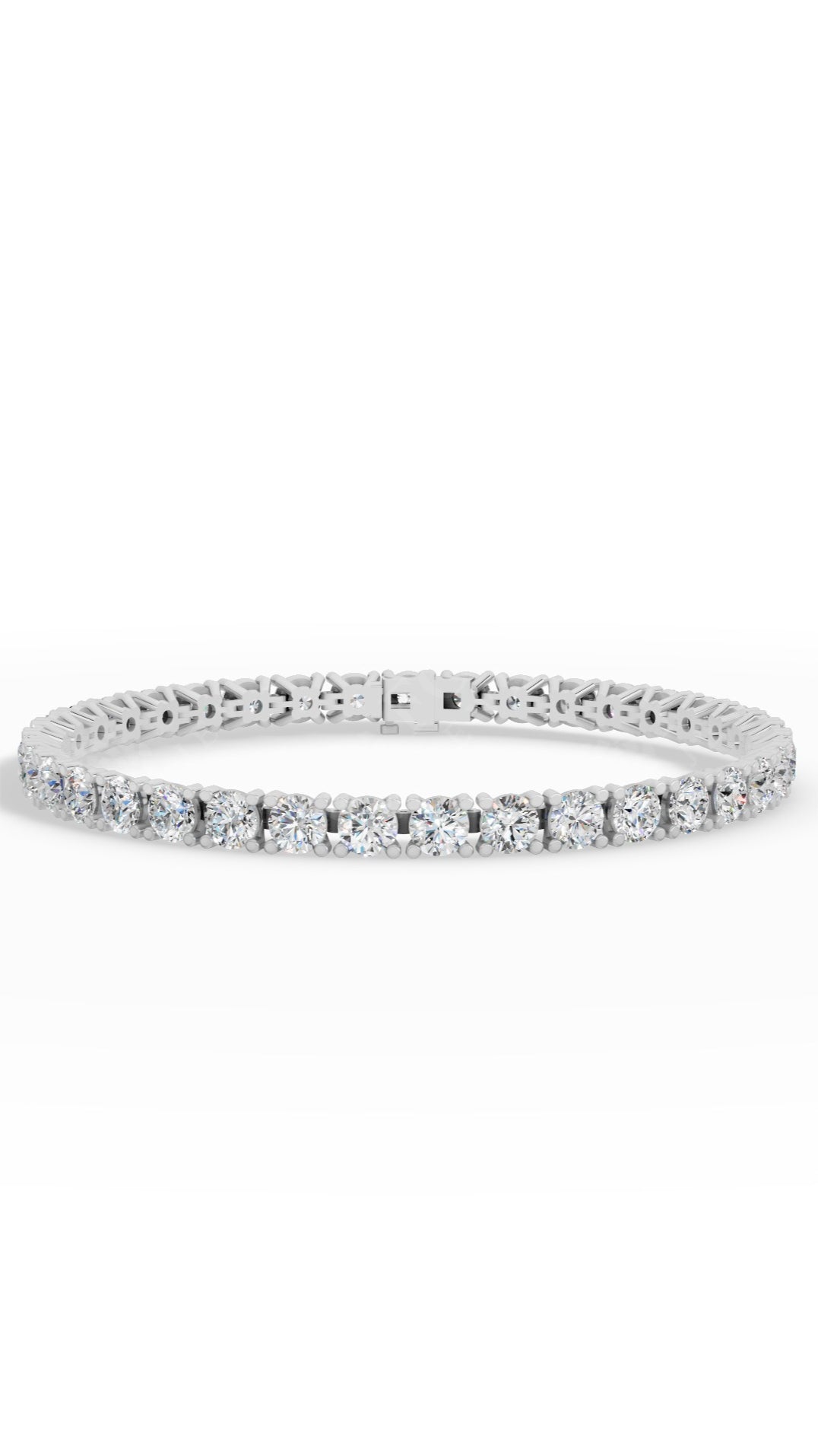 Elongated Four Prong Round Tennis Bracelet Moissanite and Sterling Silver 12.4 CTW