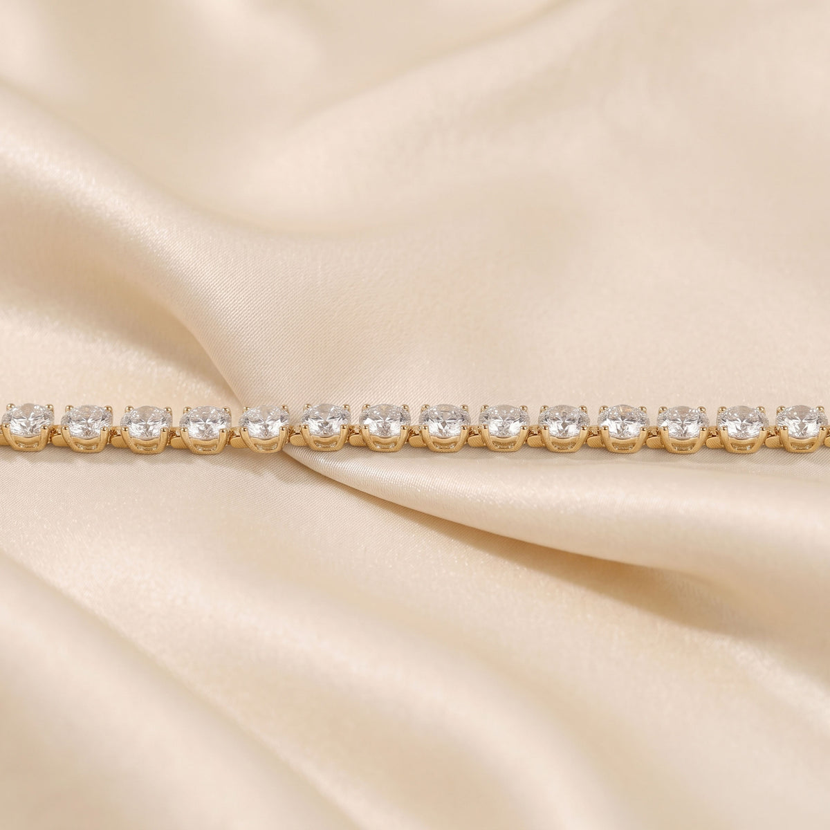 Elongated Four Prong Round Tennis Bracelet Lab Grown Diamonds 10K Yellow Gold 16 CTW