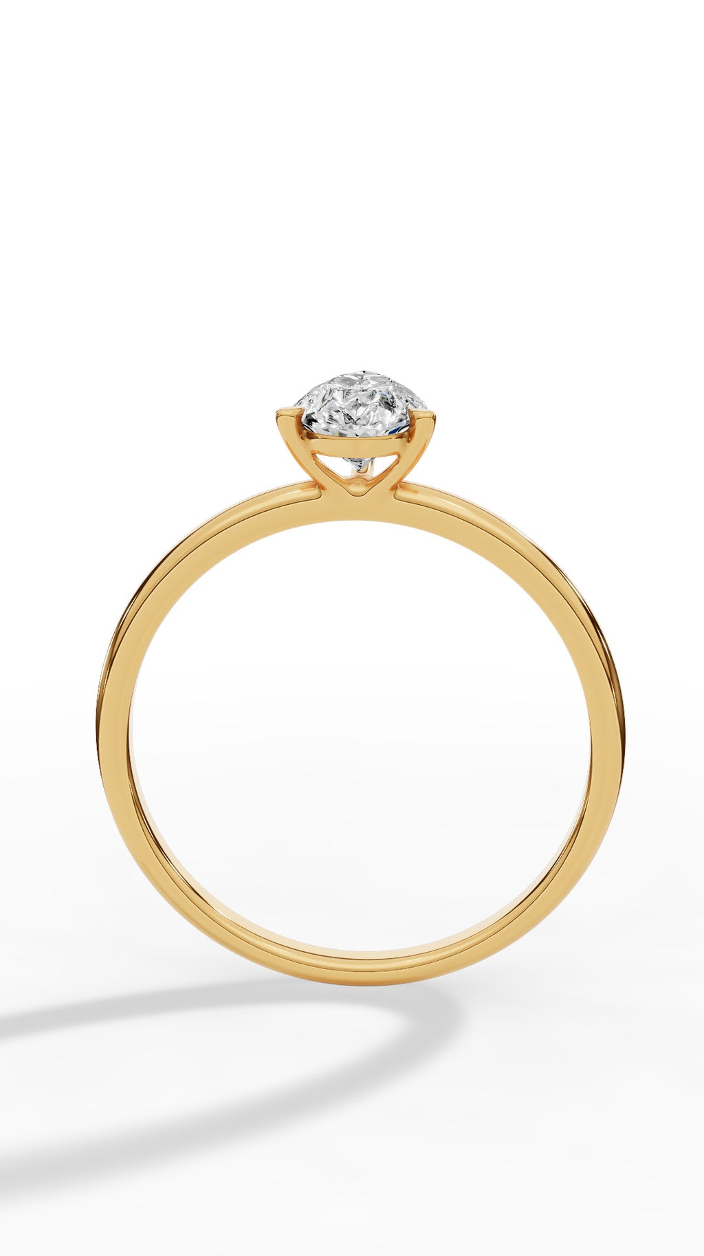 Elongated Three Prong Pear Cut Solitaire 10K Yellow Gold 0.6 CTW