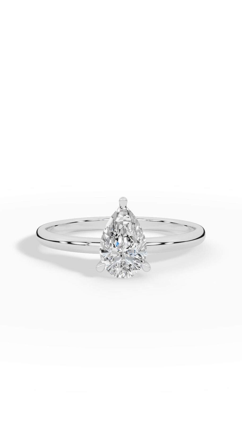 Elongated Three Prong Pear Cut Solitaire 925 Sterling Silver 0.6 CTW