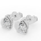 Elongated Three Prong Pear Cut Solitaire Lab Grown Diamond Stud Earrings 18k white gold