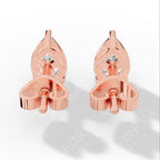 Elongated Three Prong Pear Cut Solitaire Lab Grown Diamond Stud Earrings rose gold back