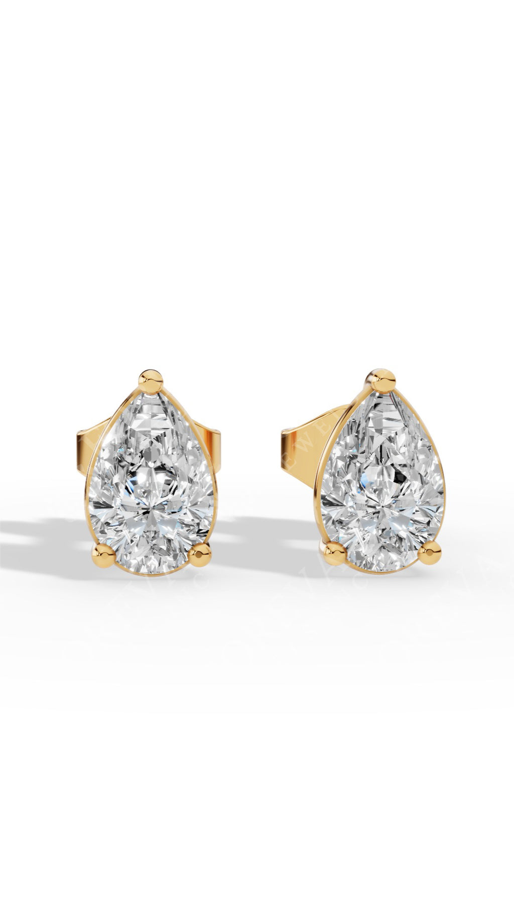 Elongated Three Prong Pear Cut Solitaire Stud Earrings 10K Yellow Gold 0.7 CTW