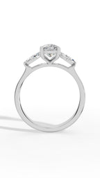 Elongated Three Stone Oval & Marquise Cut Lab Grown Diamond Engagement Ring