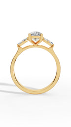 Elongated Three Stone Oval & Marquise Cut Lab Grown Diamond Engagement Ring