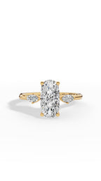Elongated Three Stone Oval & Marquise Cut Lab Grown Diamond Engagement Ring