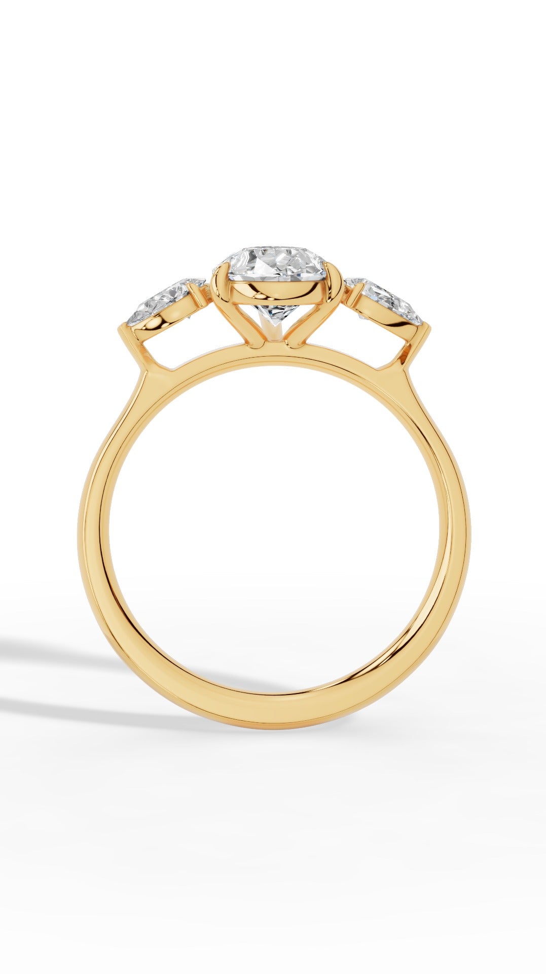 Elongated Three Stone Pear Cut Engagement Ring 10K Yellow Gold 2.3 CTW