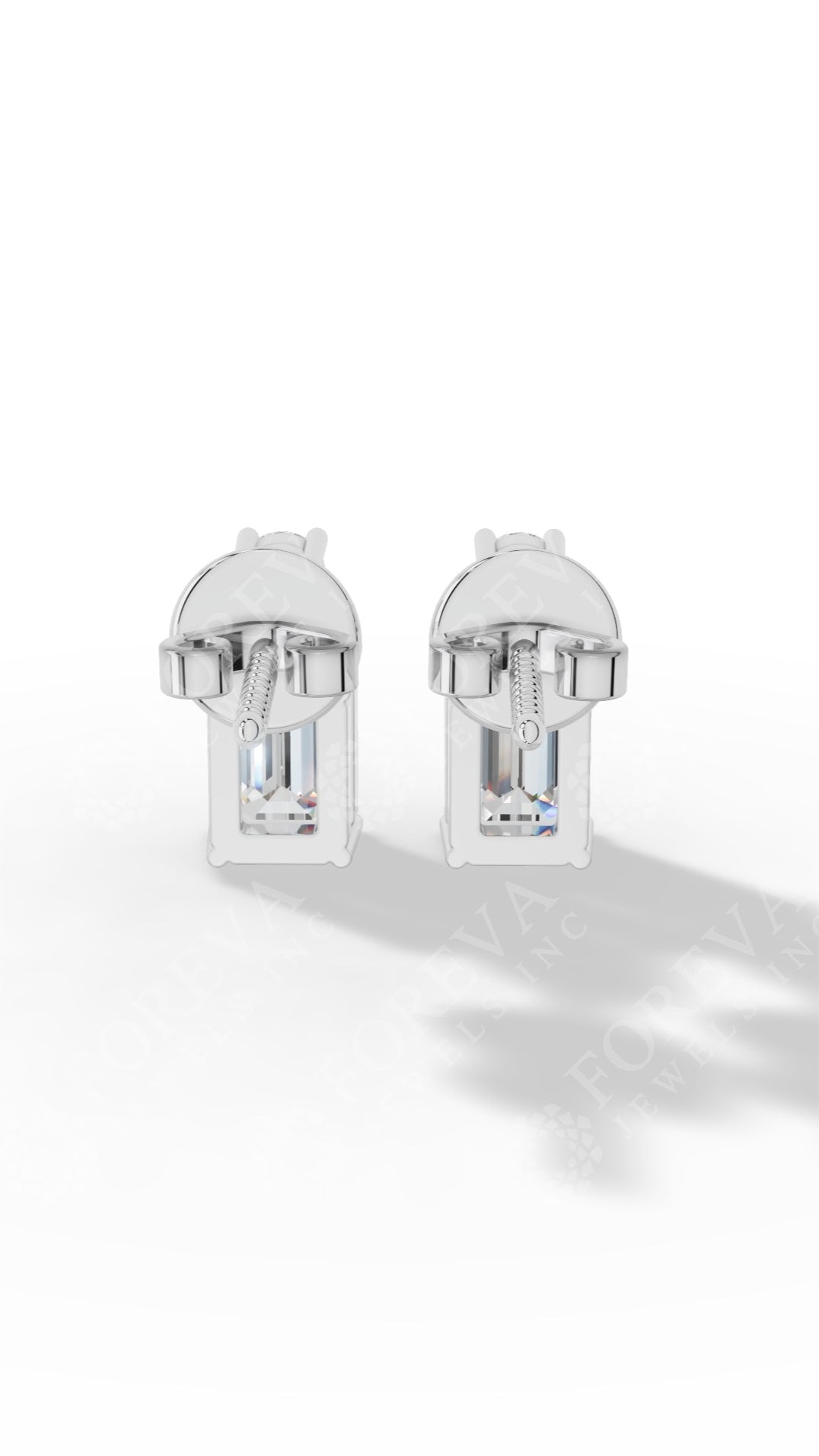 Emerald & Brilliant Round Cut Two Stone Stud Earrings 10K White Gold 0.6 CTW