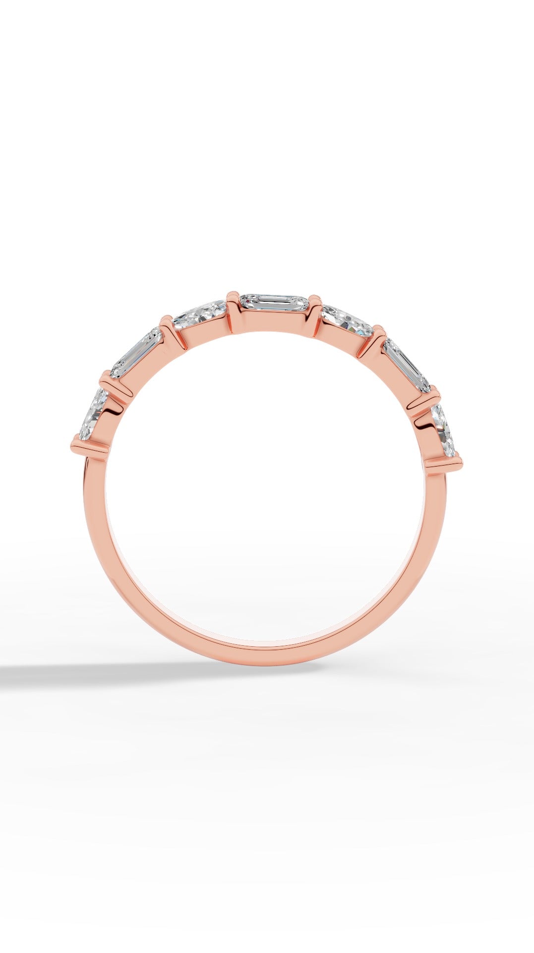 Emerald Crown Ring Embraced By Oval & Emerald Cut 14K Rose Gold 1.2 CTW