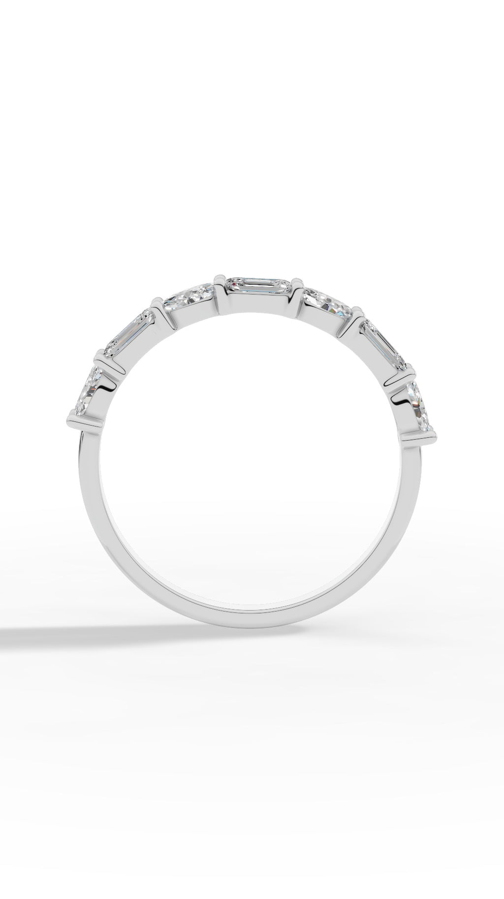 Emerald Crown Ring Embraced By Oval & Emerald Cut 14K White Gold 1.2 CTW