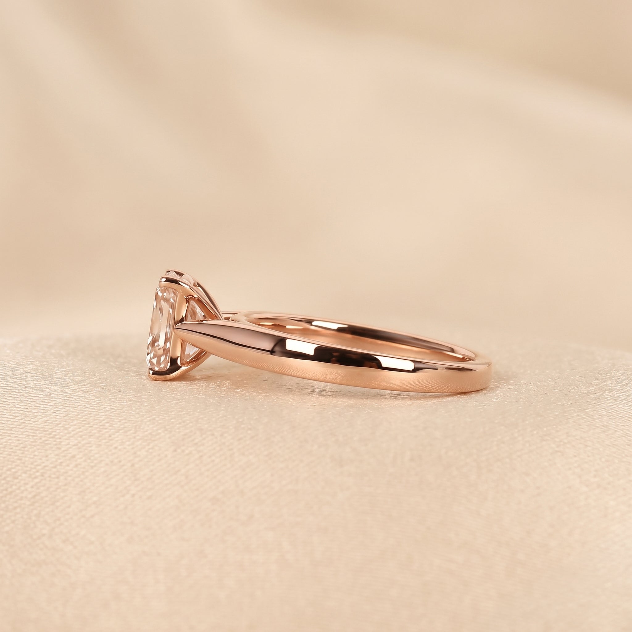Emerald Cut Lab Grown Diamond Solitaire Engagement Ring in 10K Rose Gold 1.40 CTW
