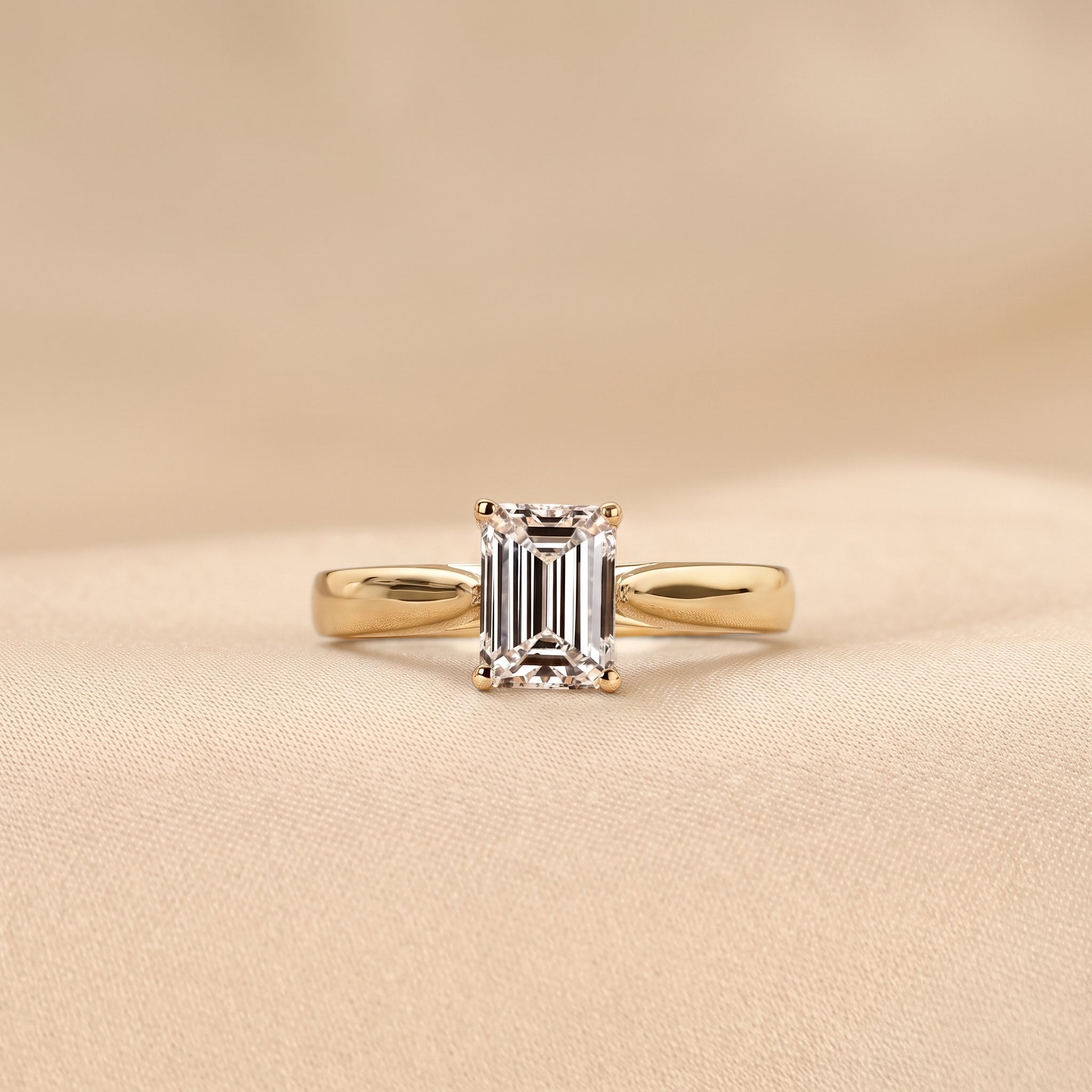 Emerald Cut Lab Grown Diamond Solitaire Engagement Ring in 10K Yellow Gold 1.40 CTW