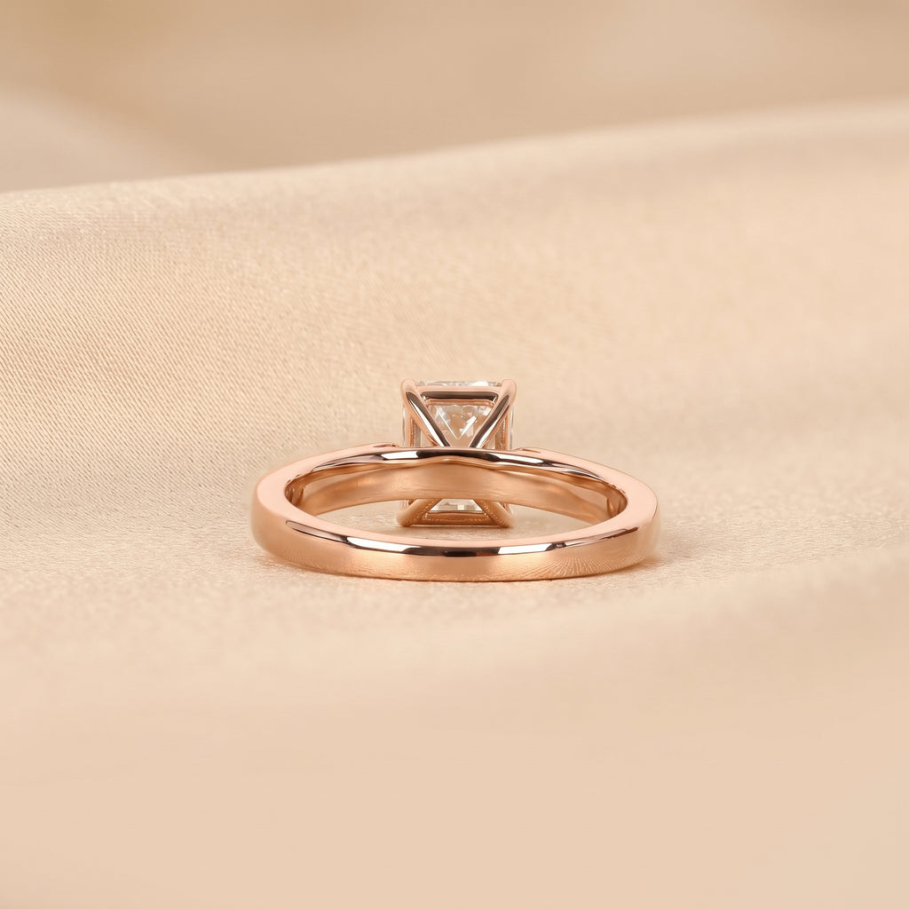 Emerald Cut Lab Grown Diamond Solitaire Engagement Ring in 14K Rose Gold 1.40 CTW