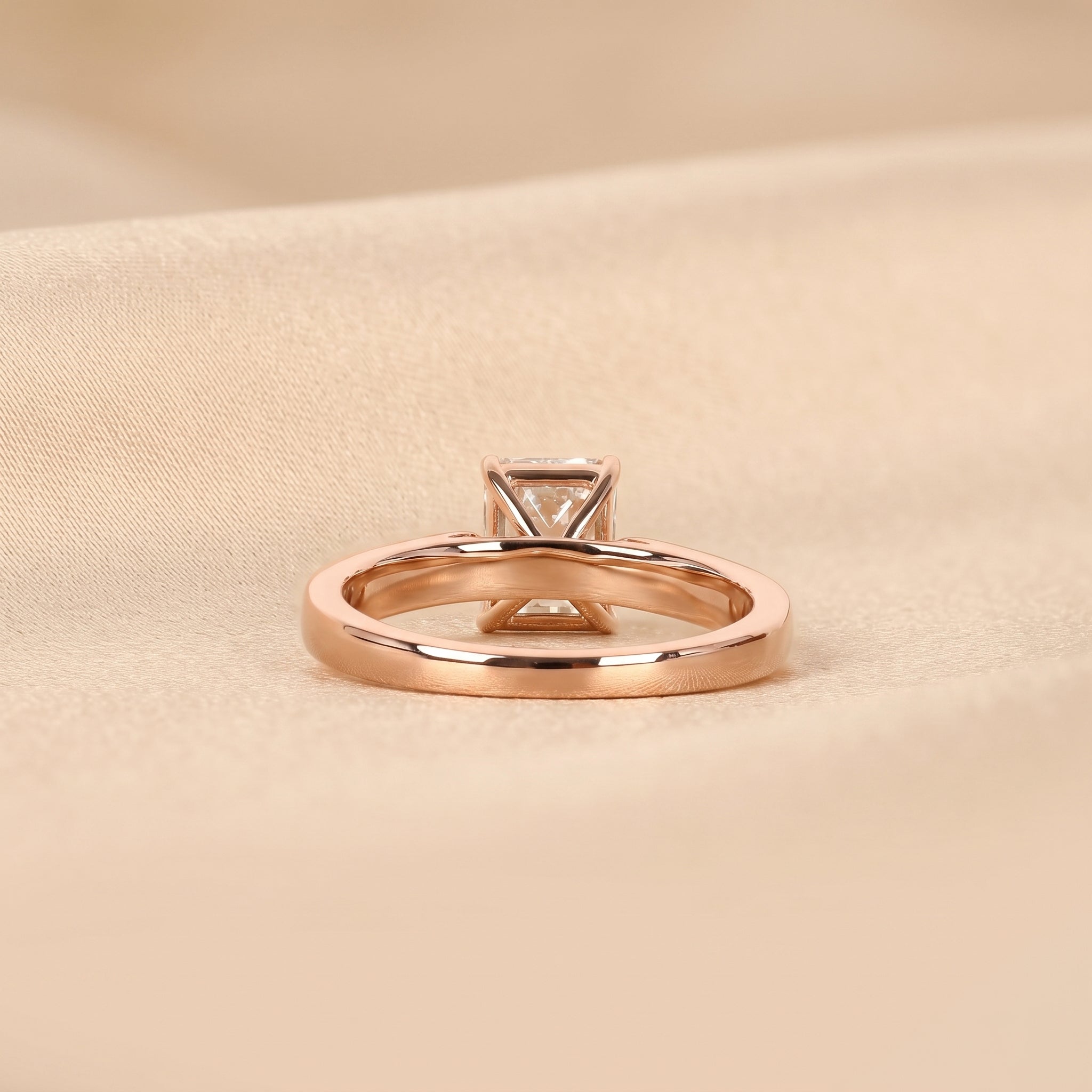 Emerald Cut Lab Grown Diamond Solitaire Engagement Ring in 14K Rose Gold 1.40 CTW