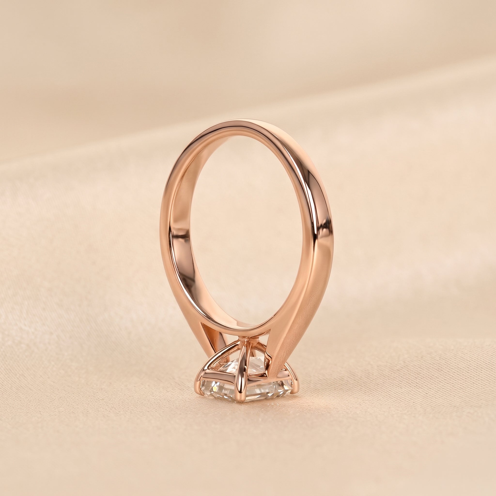 Emerald Cut Lab Grown Diamond Solitaire Engagement Ring in 14K Rose Gold 1.40 CTW