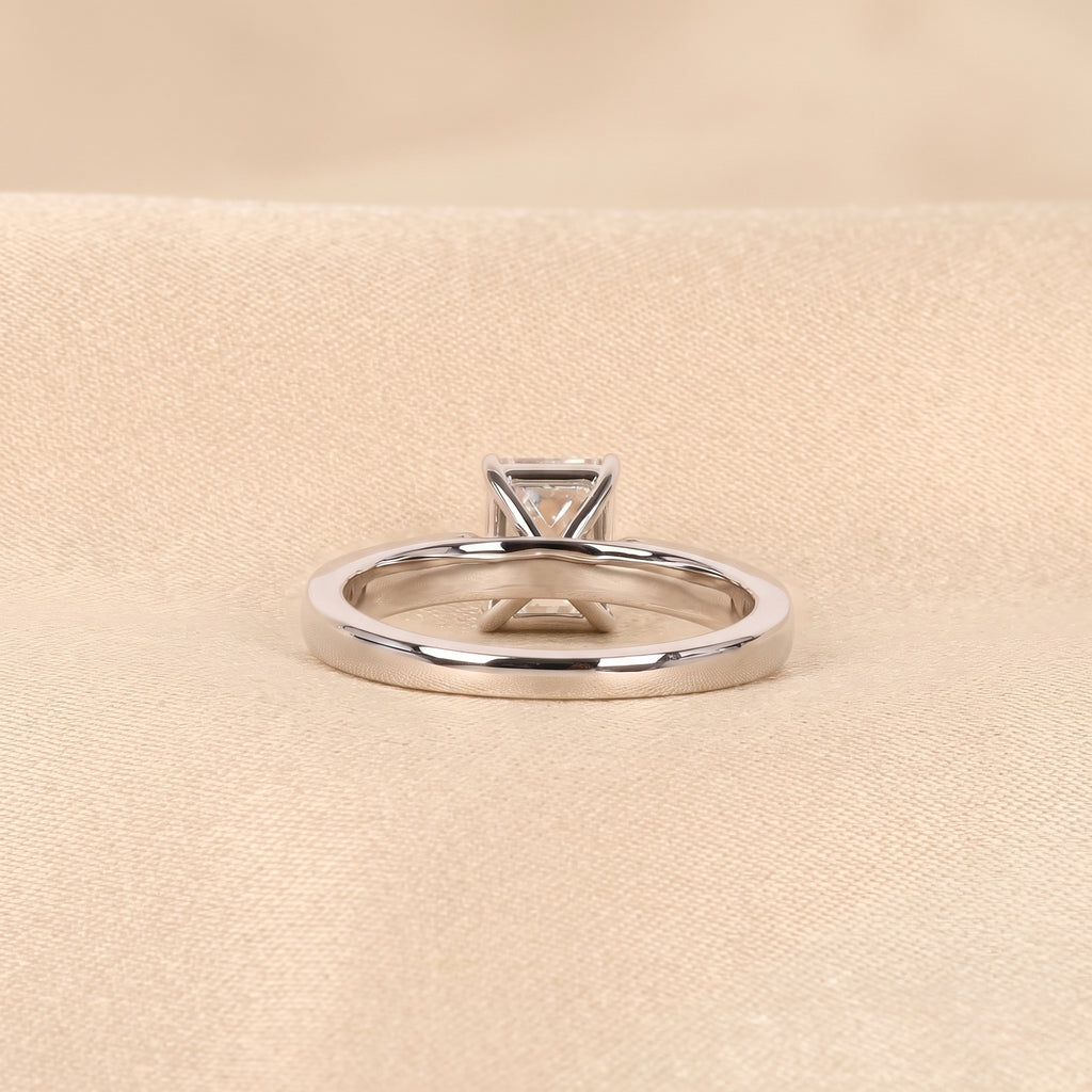 Emerald Cut Lab Grown Diamond Solitaire Engagement Ring in 14K White Gold 1.40 CTW