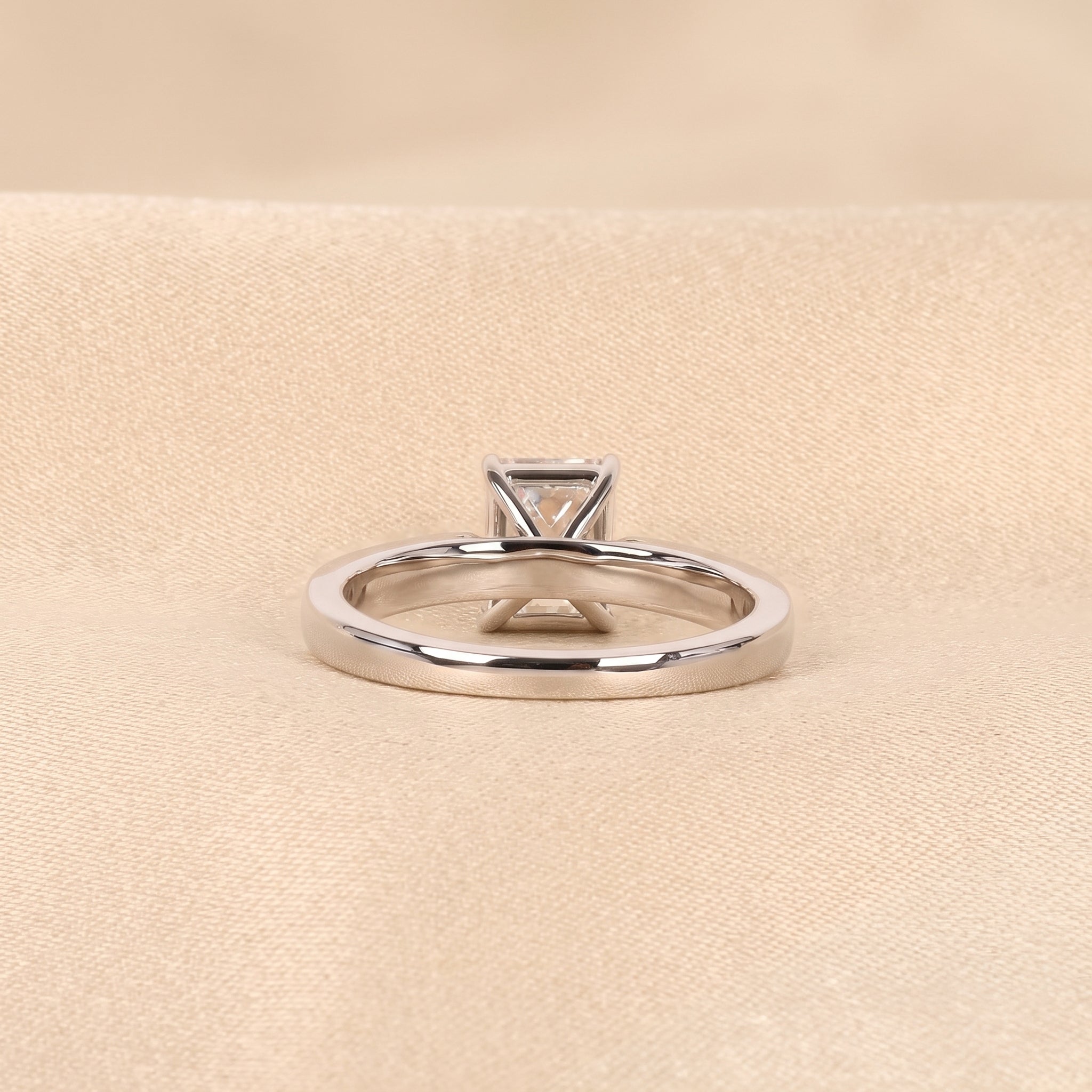 Emerald Cut Lab Grown Diamond Solitaire Engagement Ring in 18K White Gold 1.40 CTW