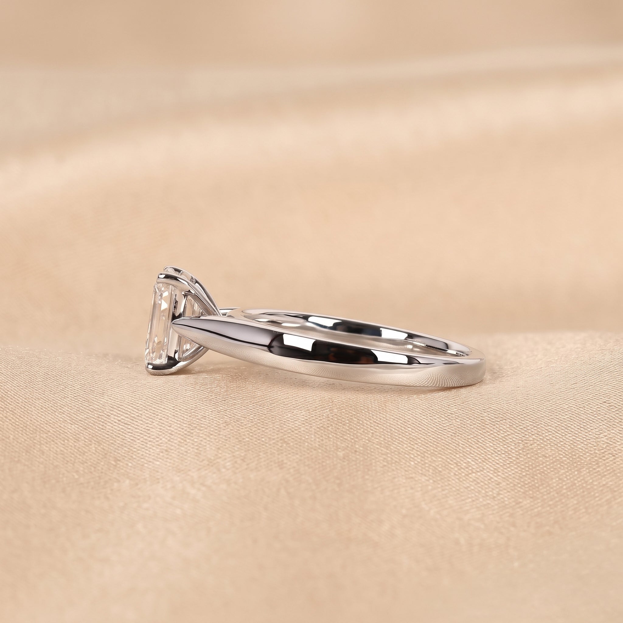 Emerald Cut Lab Grown Diamond Solitaire Engagement Ring in 14K White Gold 1.40 CTW
