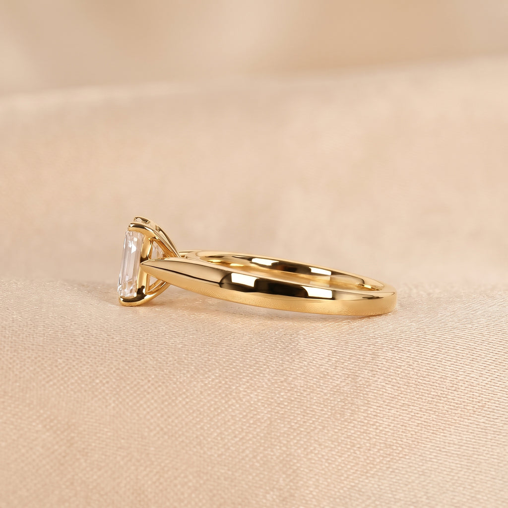Emerald Cut Lab Grown Diamond Solitaire Engagement Ring in 14K Yellow Gold 1.40 CTW