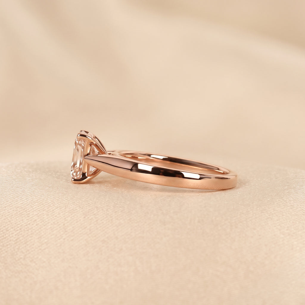 Emerald Cut Lab Grown Diamond Solitaire Engagement Ring in 18K Rose Gold 1.40 CTW