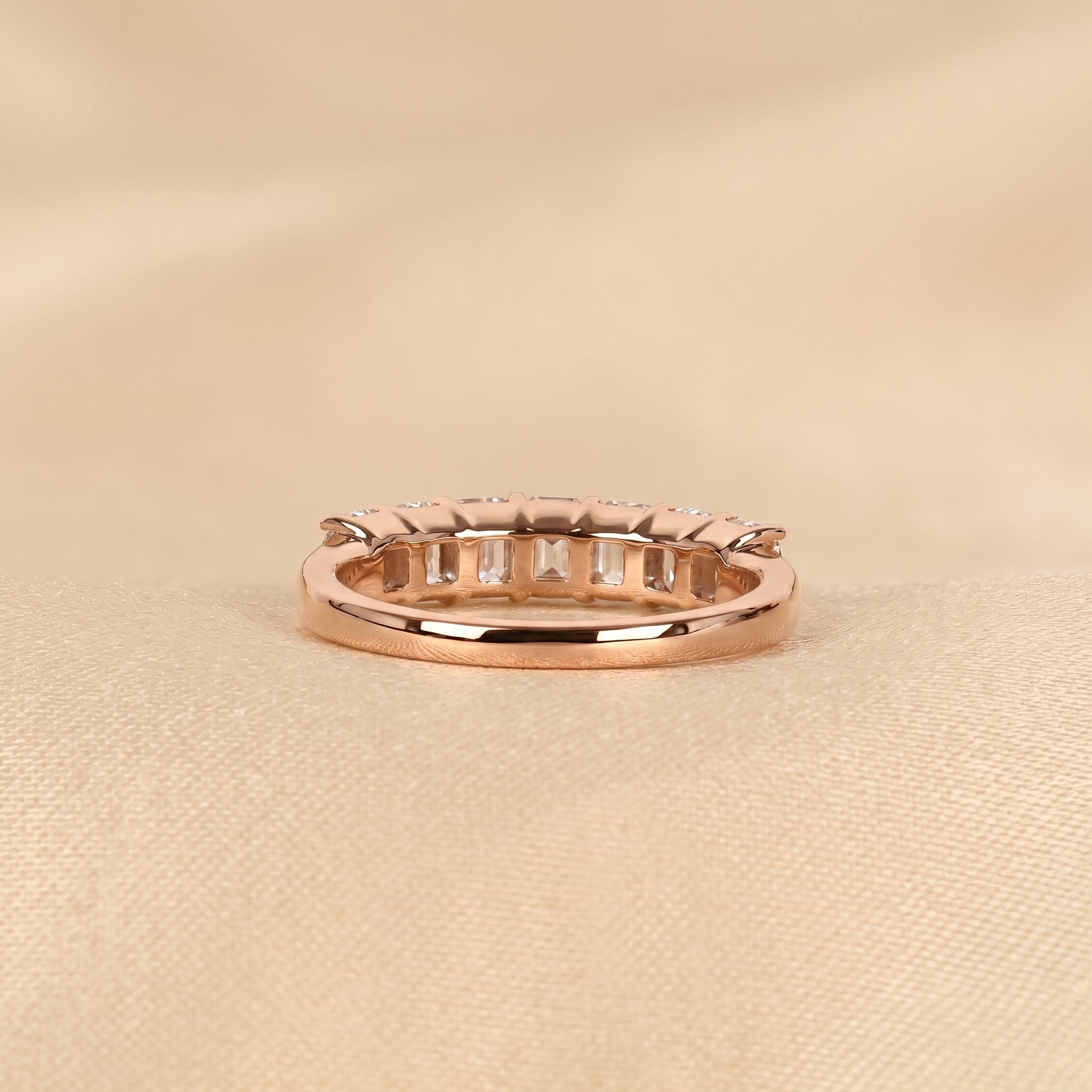 Emerald Cut Lab Grown Diamond Wedding Band in 10k Rose Gold 1.50 CTW