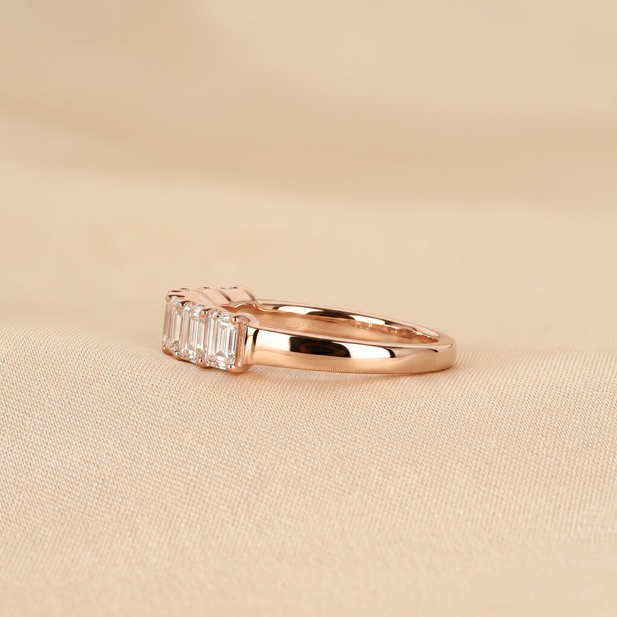 Emerald Cut Lab Grown Diamond Wedding Band in 10k Rose Gold 1.50 CTW