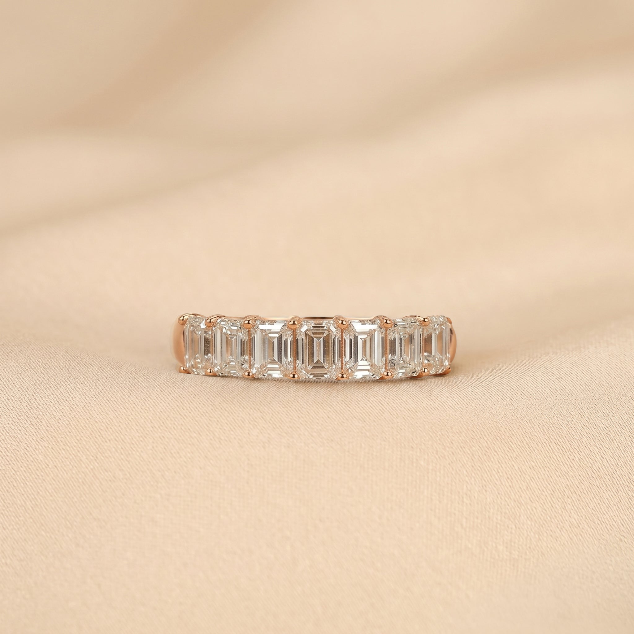 Emerald Cut Lab Grown Diamond Wedding Band in 10k Rose Gold 1.50 CTW