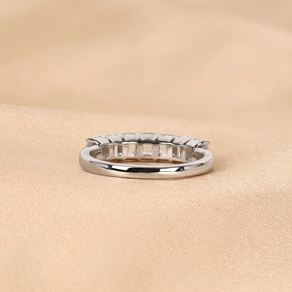 Emerald Cut Lab Grown Diamond Wedding Band in 10k White Gold 1.50 CTW