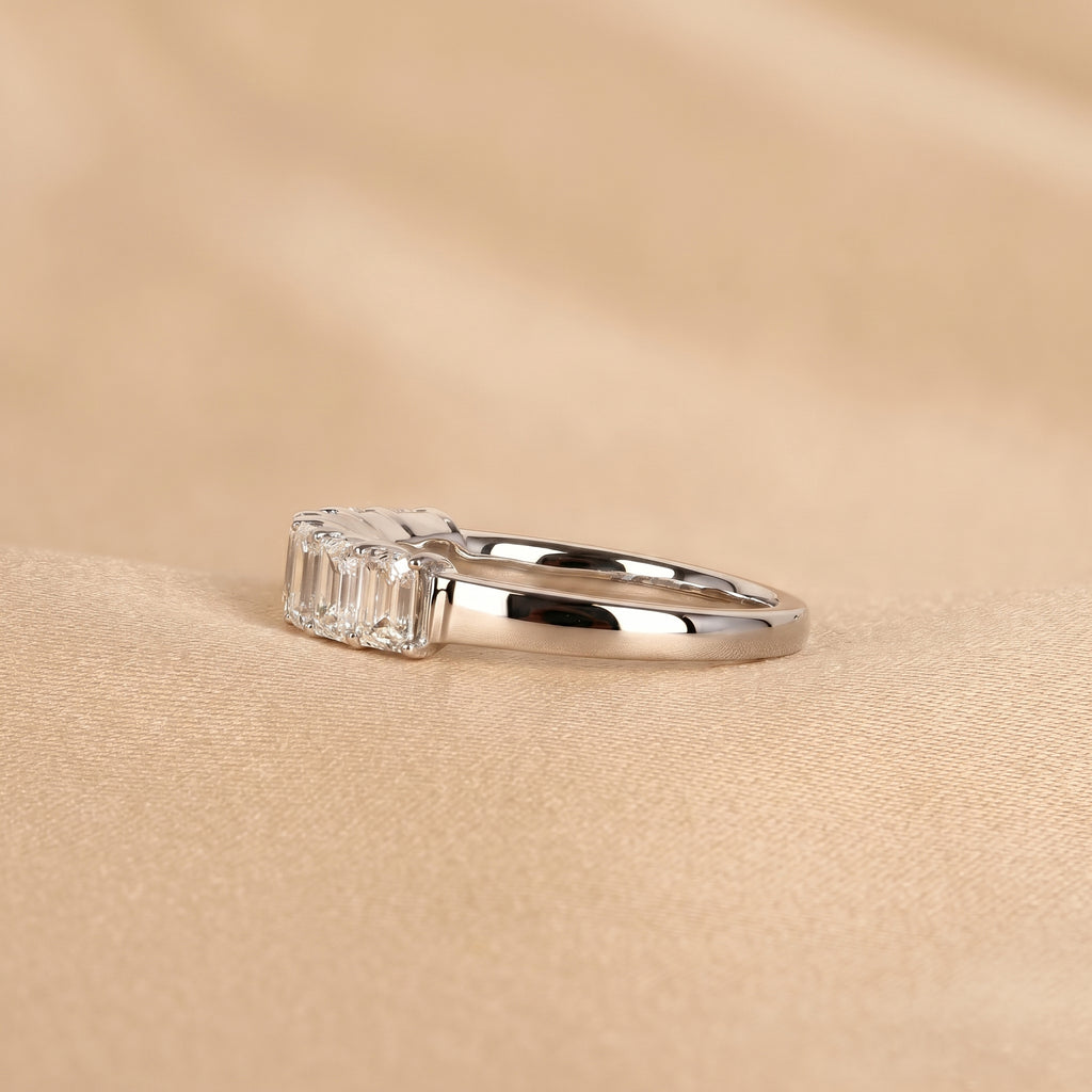 Emerald Cut Lab Grown Diamond Wedding Band in 10k White Gold 1.50 CTW