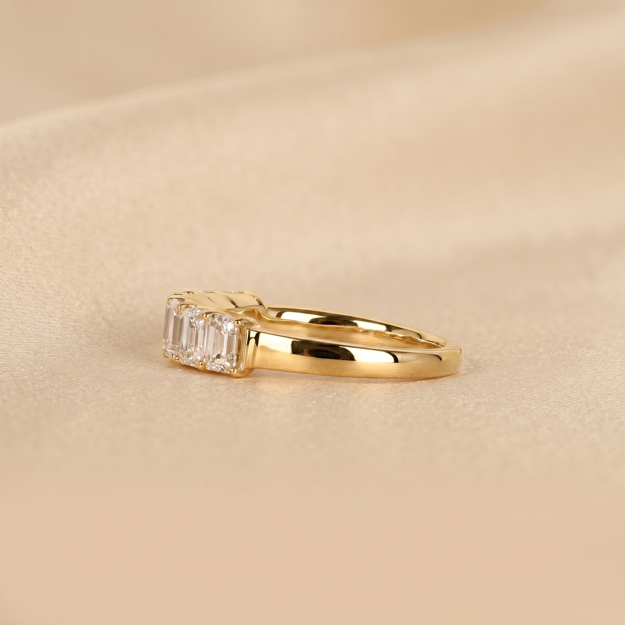 Emerald Cut Lab Grown Diamond Wedding Band in 10k Yellow Gold 1.50 CTW