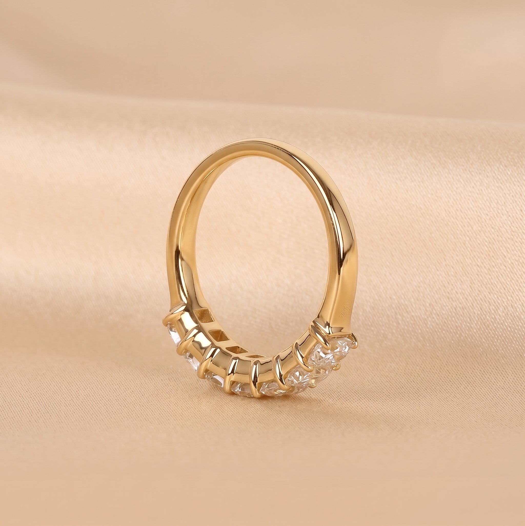 Emerald Cut Lab Grown Diamond Wedding Band in 10k Yellow Gold 1.50 CTW