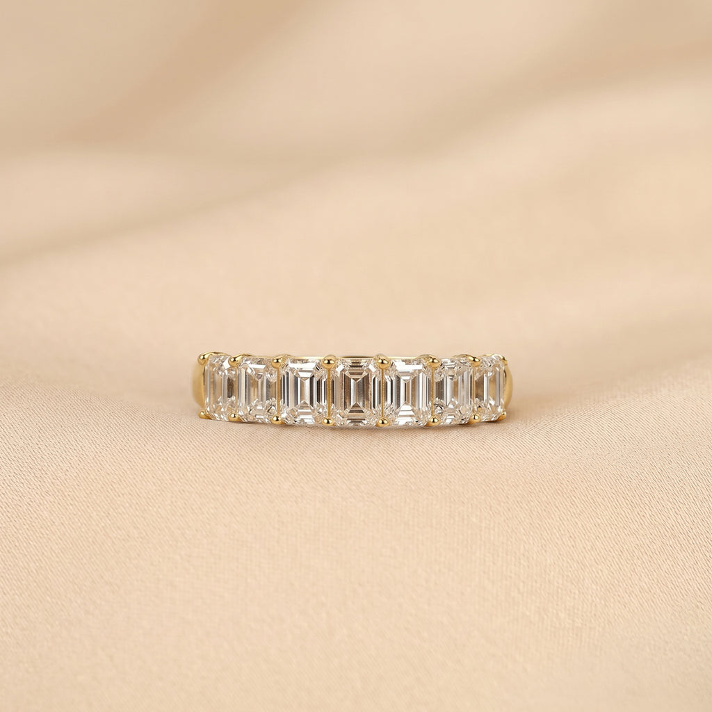 Emerald Cut Lab Grown Diamond Wedding Band in 10k Yellow Gold 1.50 CTW