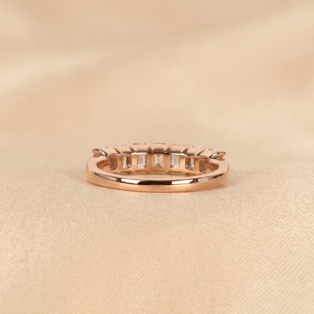 Emerald Cut Lab Grown Diamond Wedding Band in 14k Rose Gold 1.50 CTW