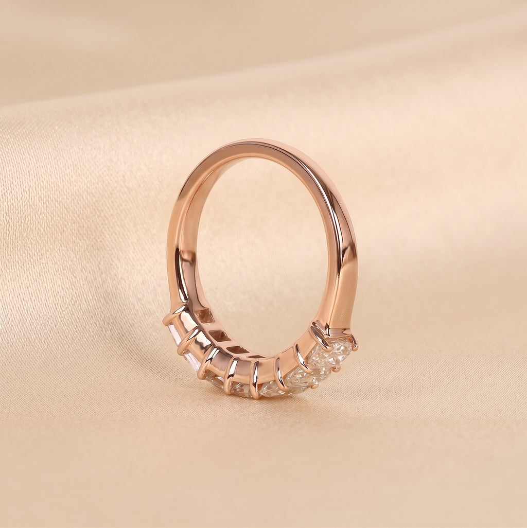 Emerald Cut Lab Grown Diamond Wedding Band in 14k Rose Gold 1.50 CTW