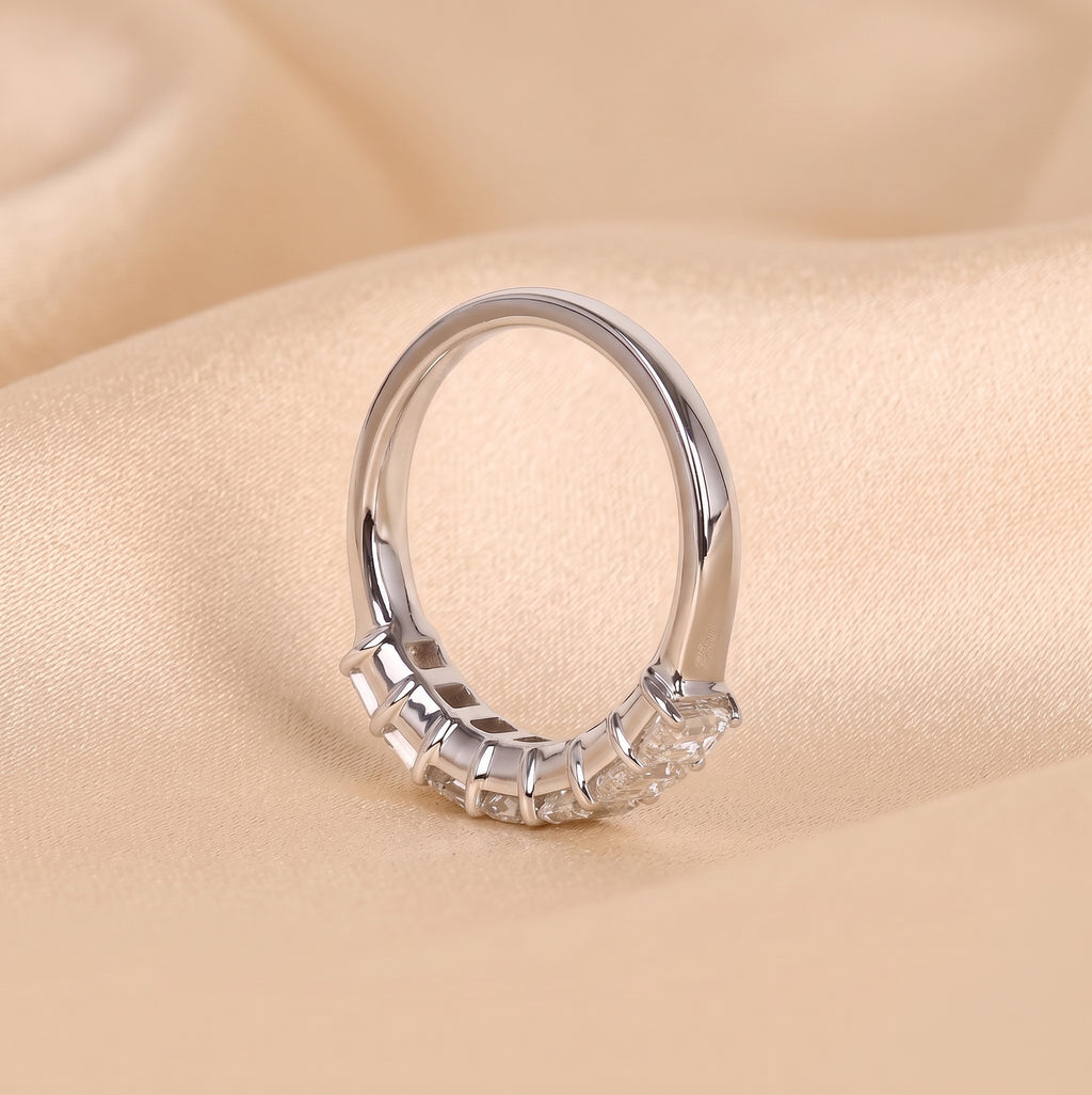 Emerald Cut Lab Grown Diamond Wedding Band in 14k White Gold 1.50 CTW
