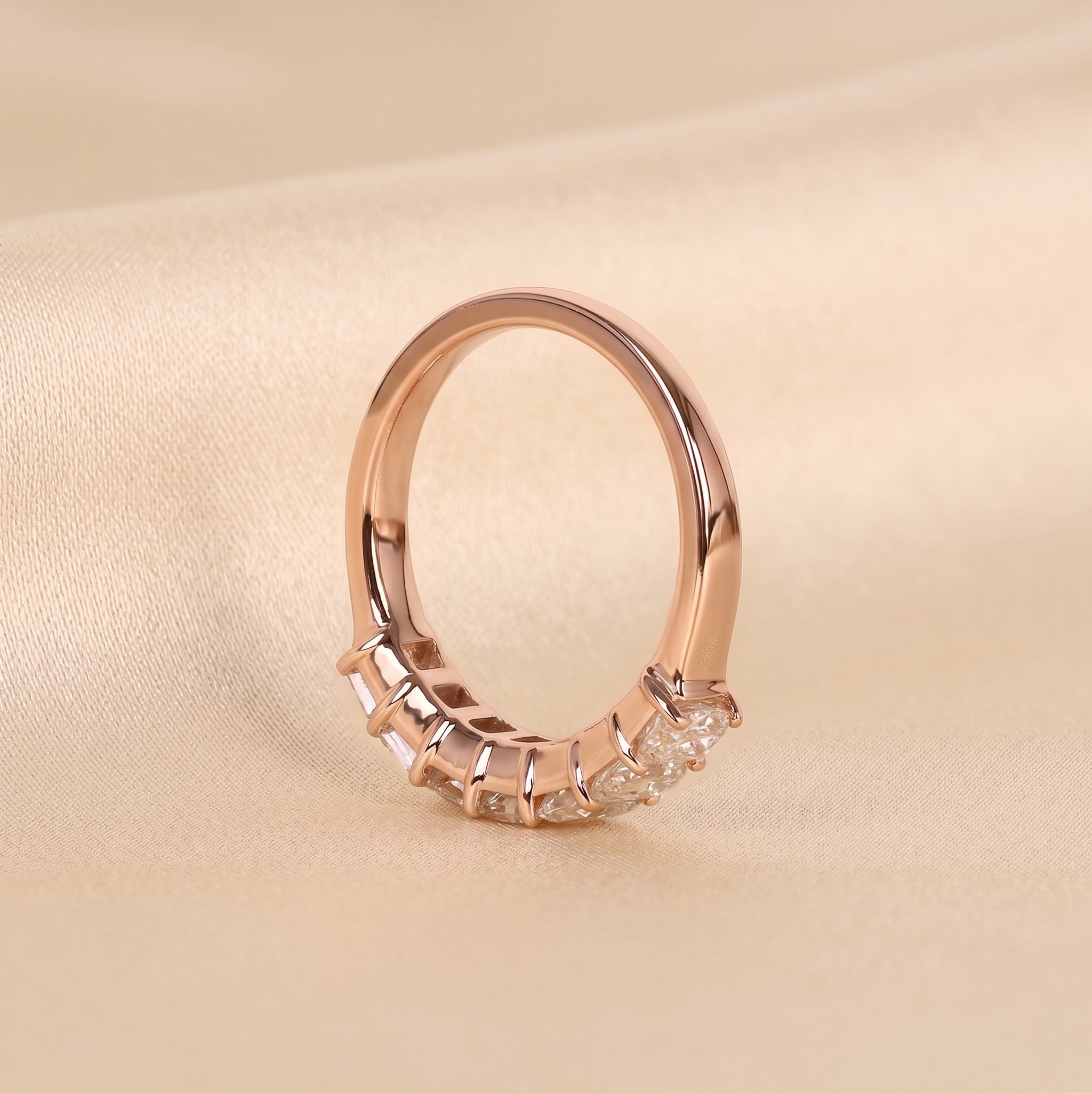 Emerald Cut Lab Grown Diamond Wedding Band in 18k Rose Gold 1.50 CTW