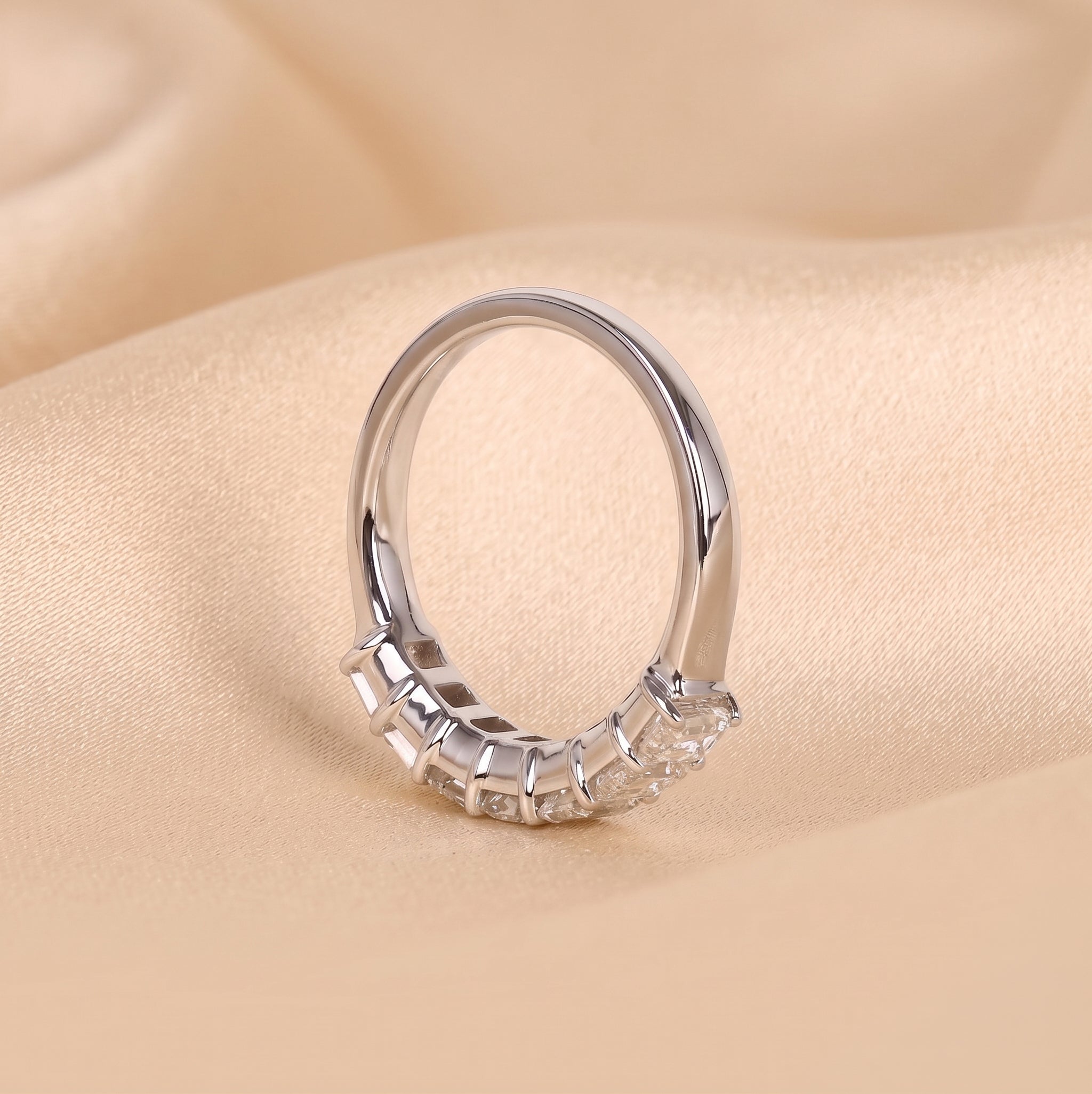 Emerald Cut Lab Grown Diamond Wedding Band in 18k White Gold 1.50 CTW