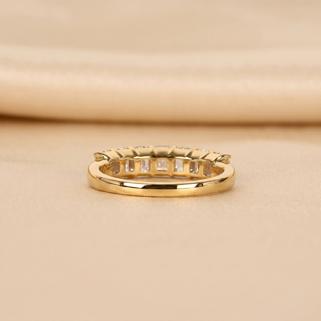 Emerald Cut Lab Grown Diamond Wedding Band in 18k Yellow Gold 1.50 CTW