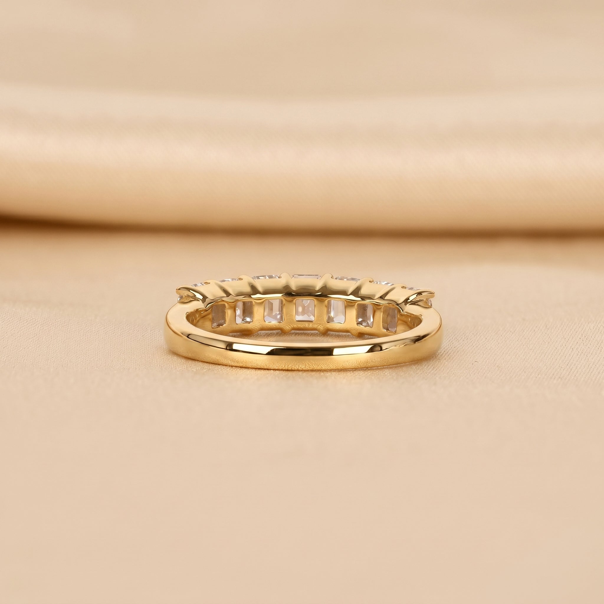 Emerald Cut Lab Grown Diamond Wedding Band in 18k Yellow Gold 1.50 CTW