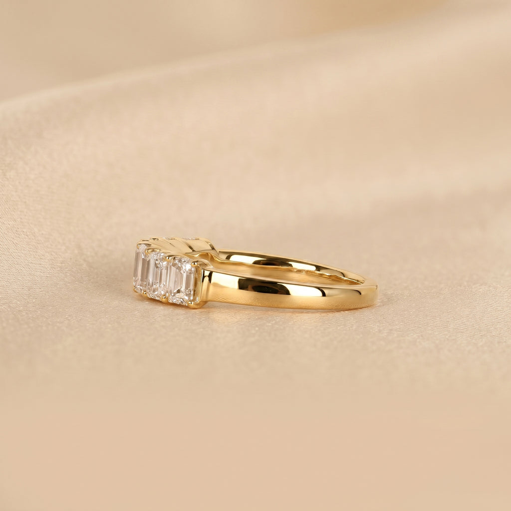 Emerald Cut Lab Grown Diamond Wedding Band in 18k Yellow Gold 1.50 CTW