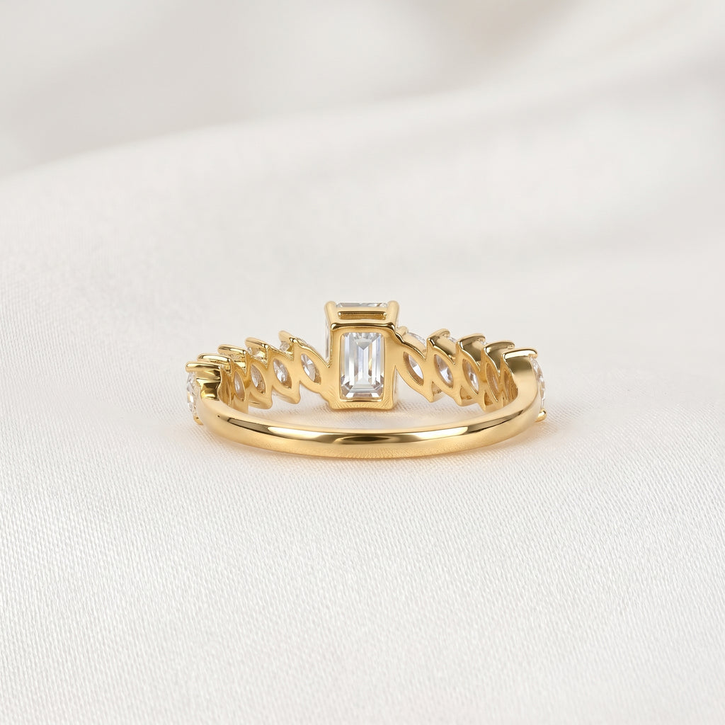 Emerald Cut & Marquise Lab Grown Diamond Ring in 10K Yellow Gold 1.50 CTW