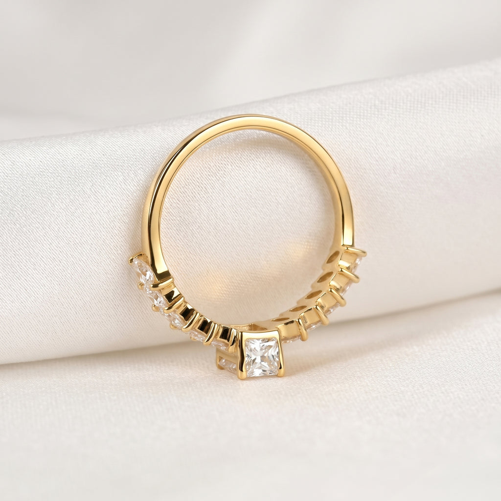 Emerald Cut & Marquise Lab Grown Diamond Ring in 10K Yellow Gold 1.50 CTW