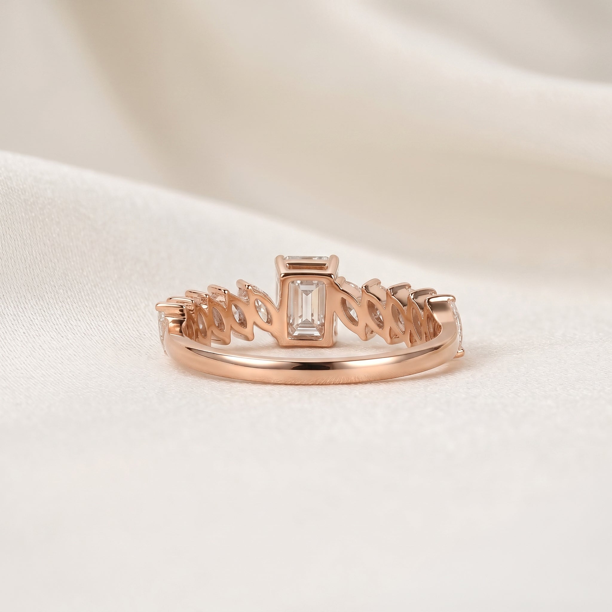 Emerald Cut & Marquise Lab Grown Diamond Ring in 14K Rose Gold 1.50 CTW