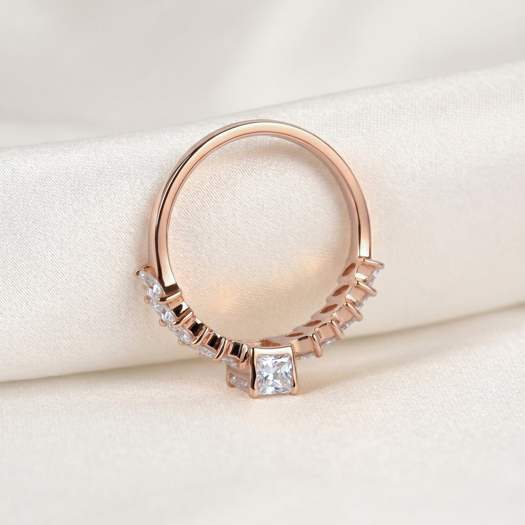 Emerald Cut & Marquise Lab Grown Diamond Ring in 18K Rose Gold 1.50 CTW
