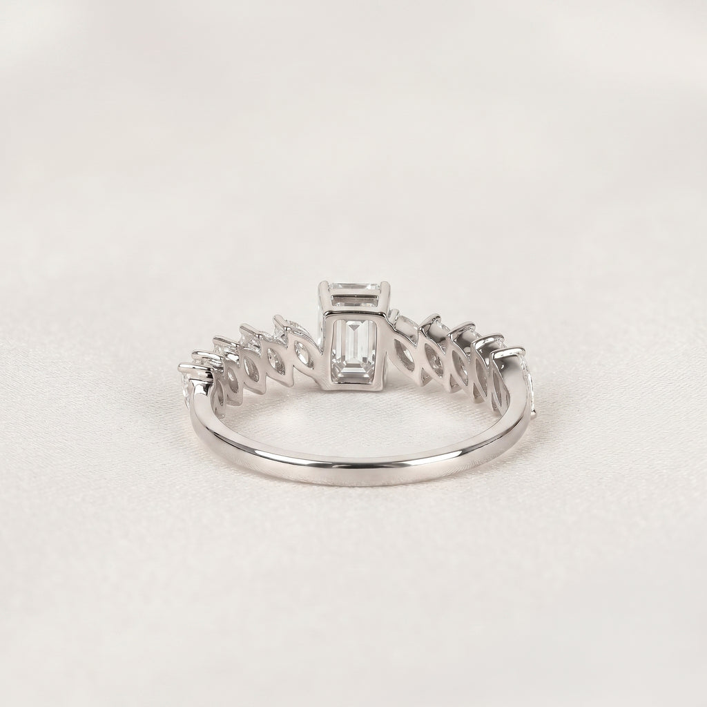 Emerald Cut & Marquise Lab Grown Diamond Ring in 18K White Gold 1.50 CTW