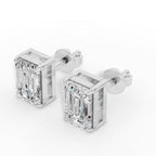 Emerald Cut Solitaire Lab-Grown Diamond Stud Earrings 18k white gold