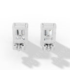 Emerald Cut Solitaire Lab-Grown Diamond Stud Earrings white gold  back