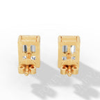 Emerald Cut Solitaire Lab-Grown Diamond Stud Earrings yellow gold back