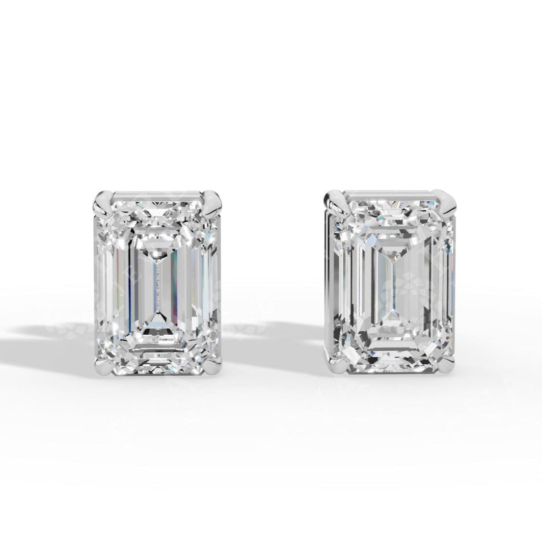Emerald Cut Solitaire Lab-Grown Diamond Stud Earrings