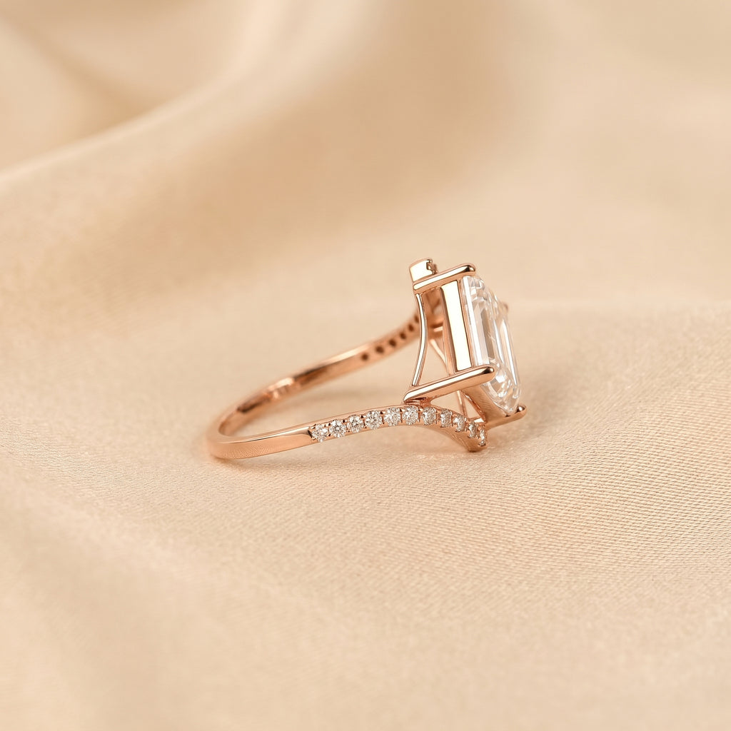 Emerald Lab Grown Diamond Pavé Bypass Ring in 10K Rose Gold 3.23 CTW